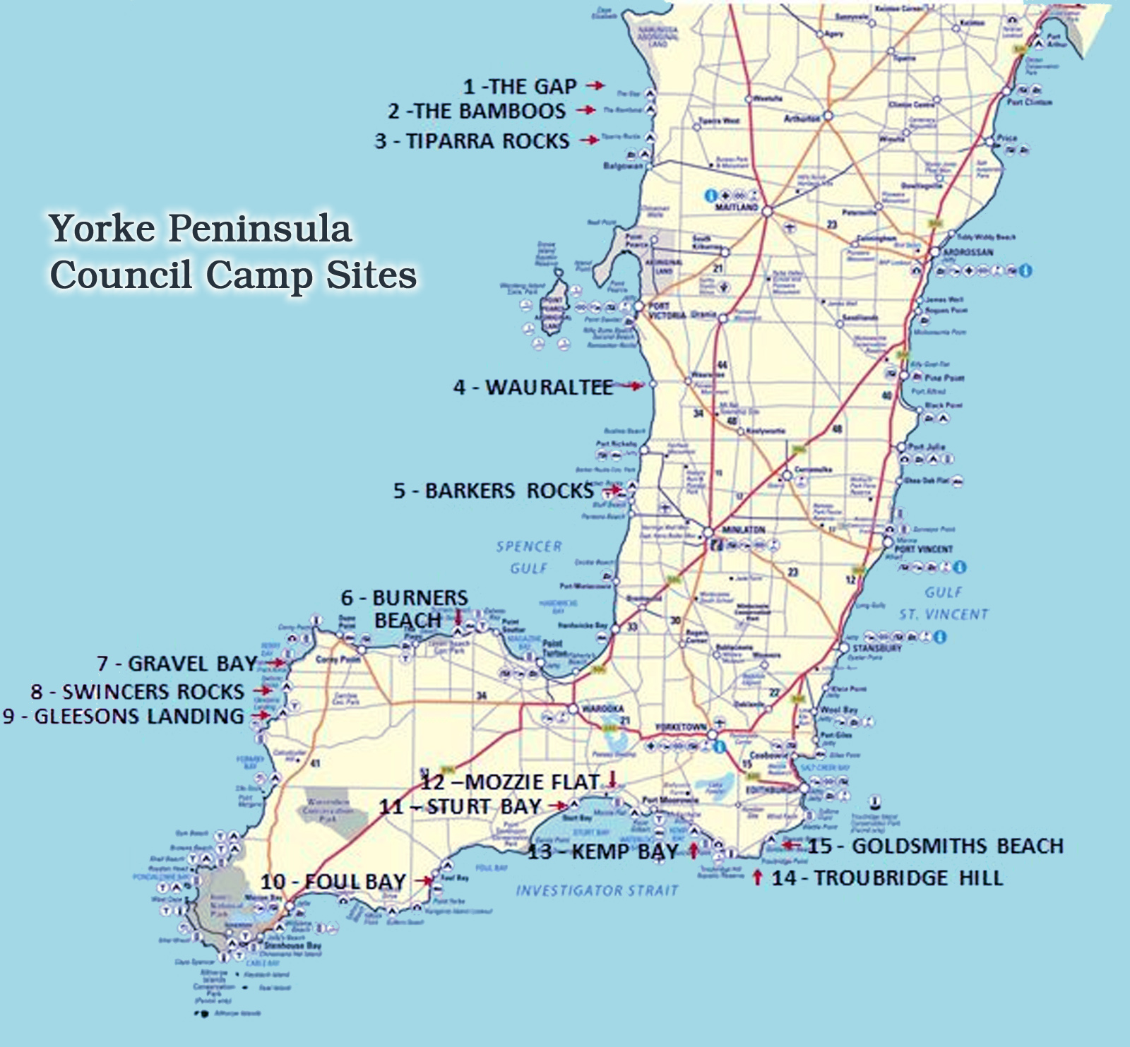 Yorke Peninsula council-run camp sites