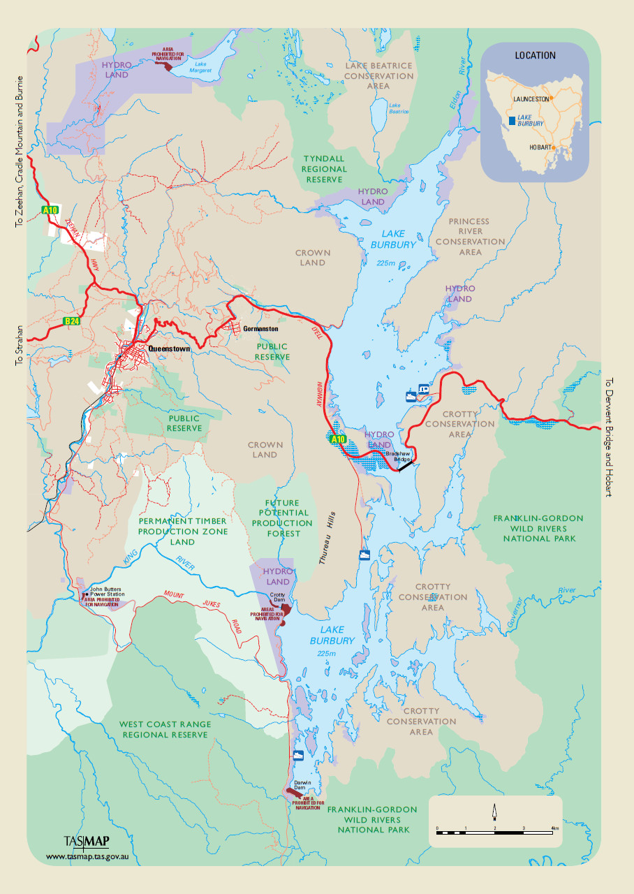 A state government map of Lake Burbury