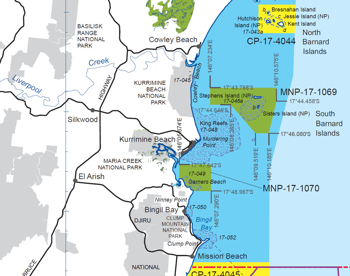 Kurrimine Beach as shown on a GBRMPA zoning map
